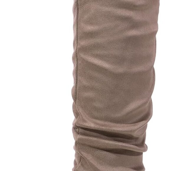 Women's Suede Over-The-Knee Boots Khaki 5 - Picture 1 of 5